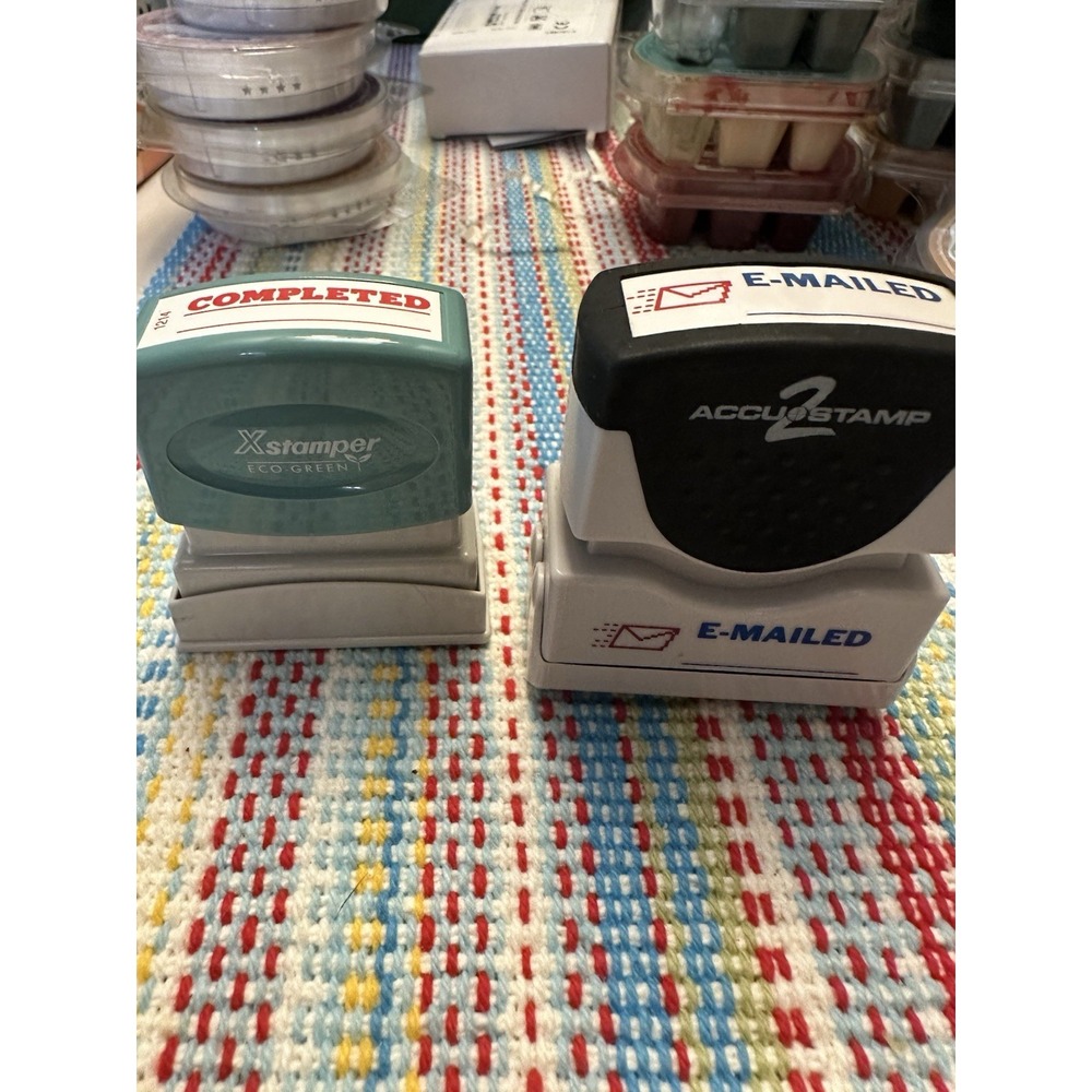 ACCUSTAMP2 035541 1.63 in. x 0.5 in. EMAILED Pre-Inked Stamp - Red/Blue COMPLETE